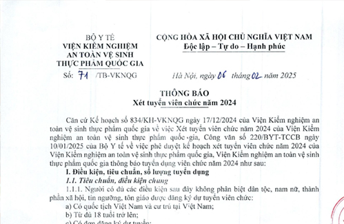 Thông báo xét tuyển viên chức năm 2024