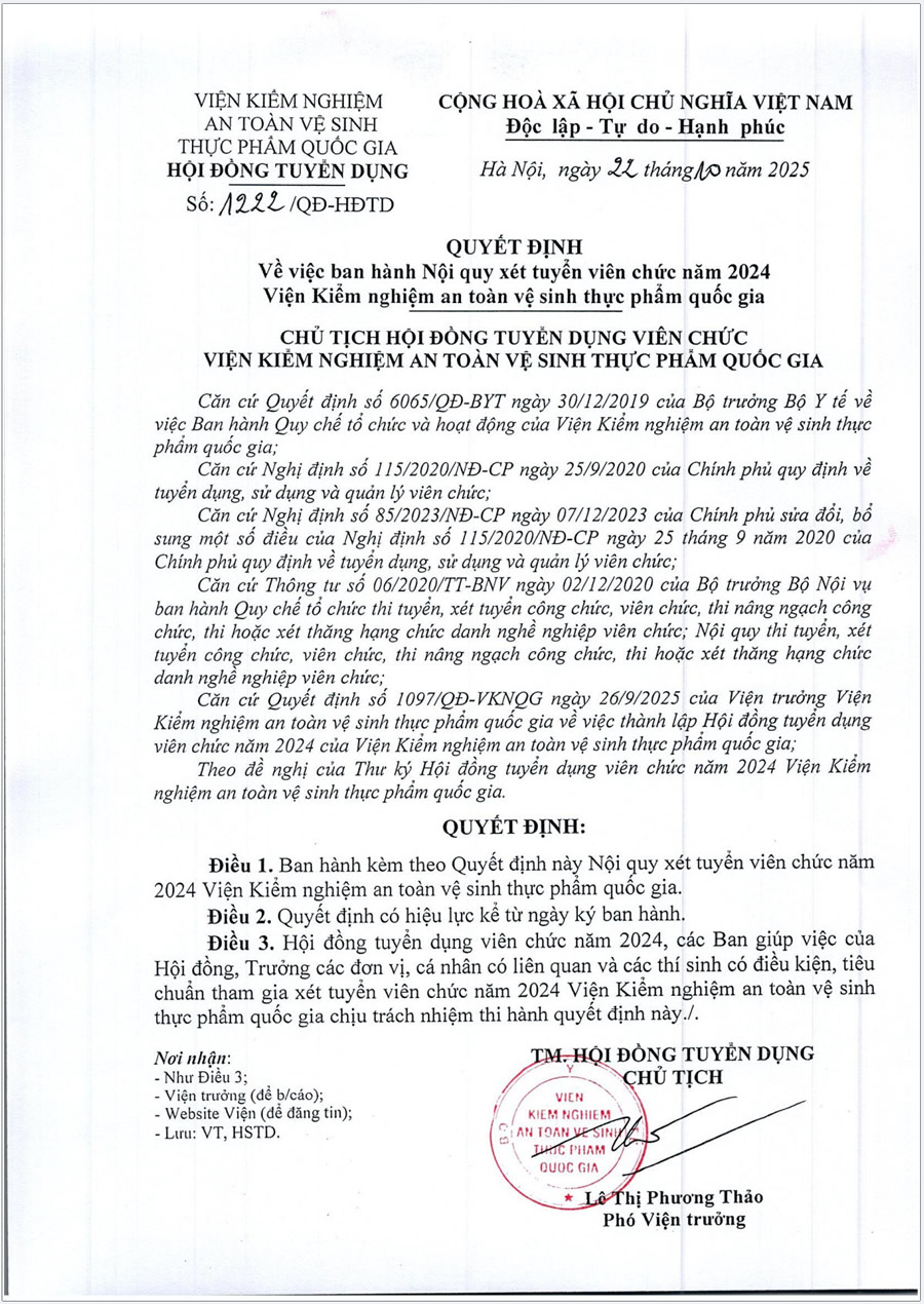Quyết định về việc ban hành Nội quy xét tuyển viên chức năm 2024-1