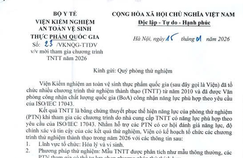 Thư mời tham gia chương trình Thử nghiệm thành thạo năm 2026